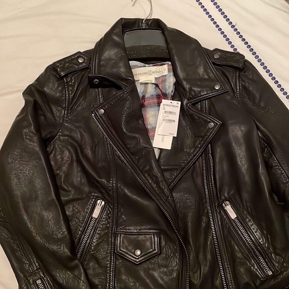 Leather Biker Jacket- Treasure & Bond